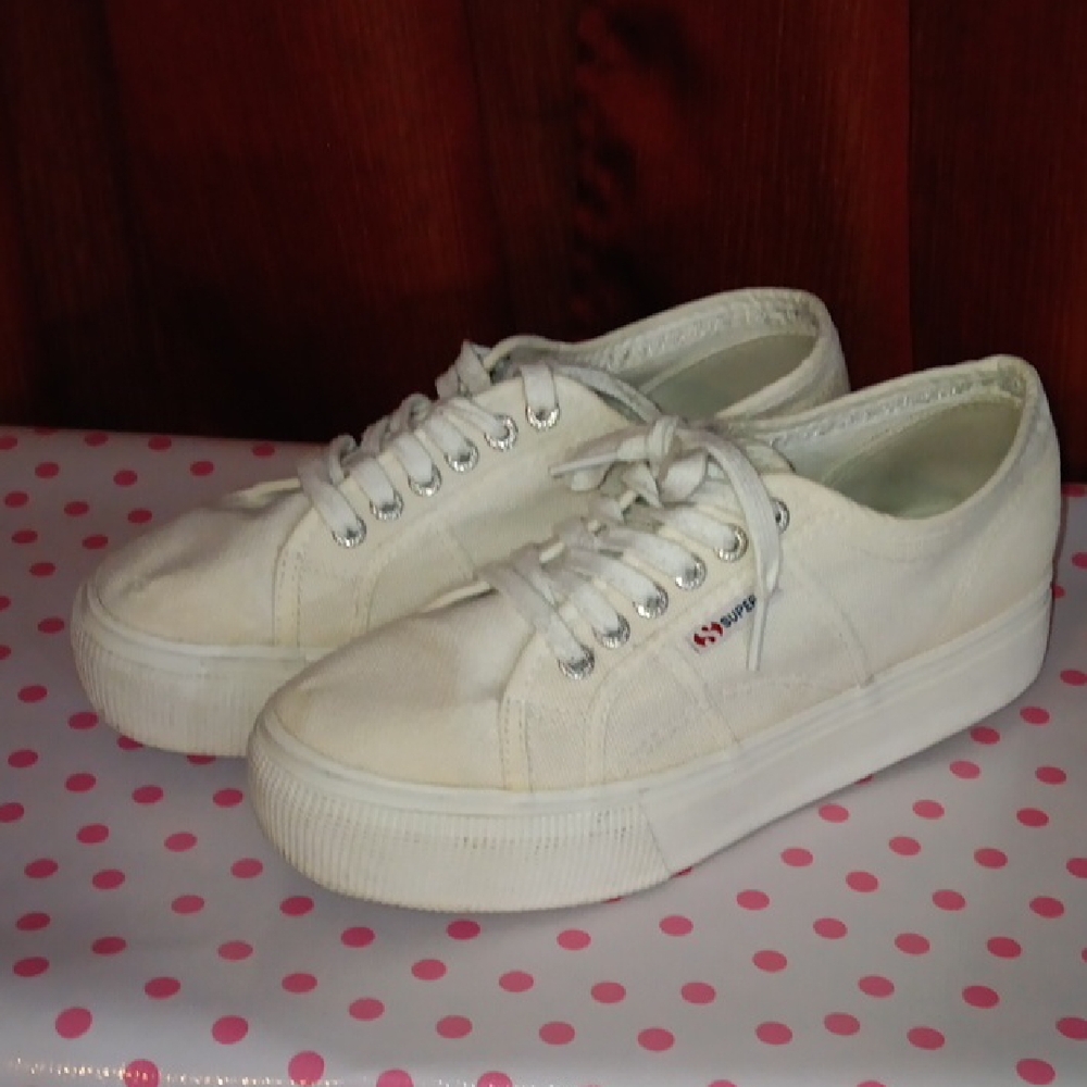 Superga Cream Platform Sneakers